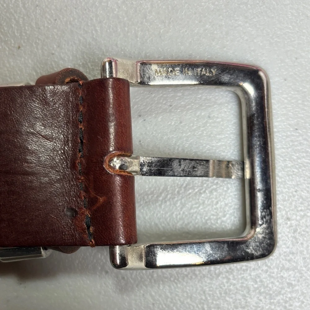 Diego Toscani Classic Brown Leather Belt with Metal Buckle